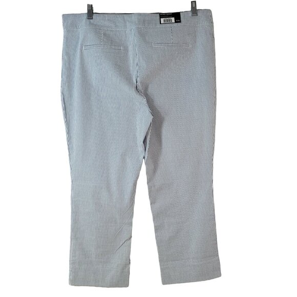 Hilary Radley Seersucker Pants Blue Off White Stripe Size XXL Pull On Ankle NWT - Picture 4 of 7